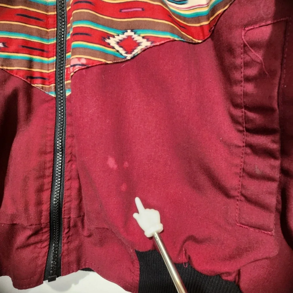 Bee Wild Vintage Men's Rodeo Western Wear‎ Full Zip Jacket Burgundy Size L